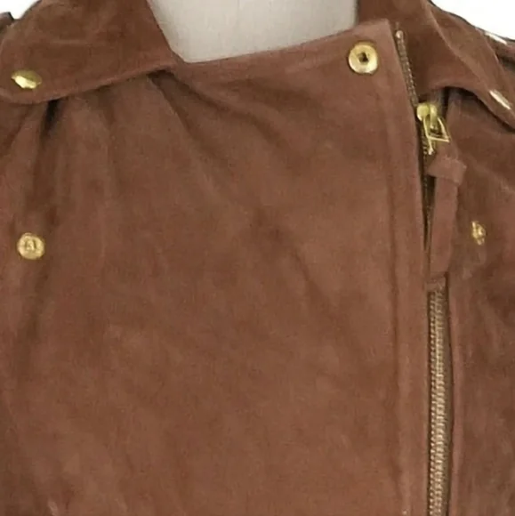 Sezane Zig Biker Jacket Diam Camel Suede Size 2 - Picture 8 of 12